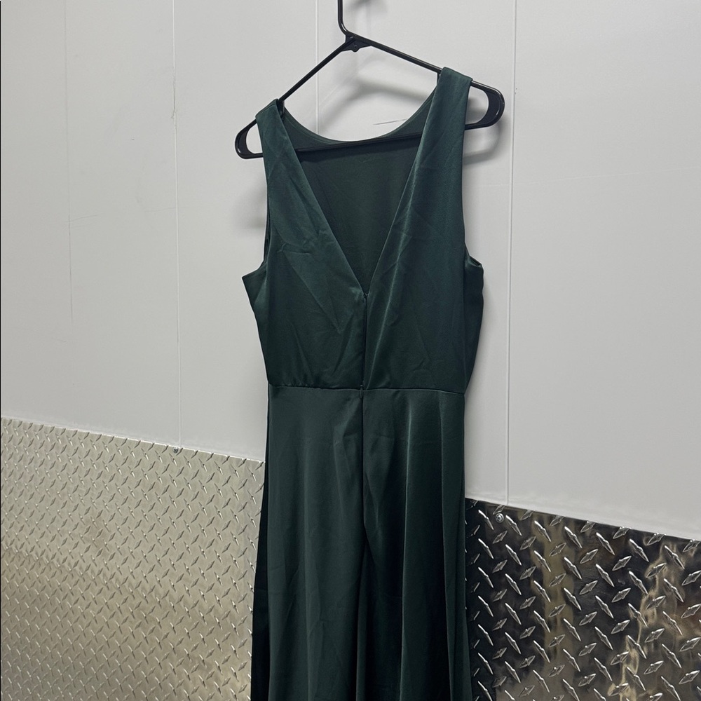 BHLDN Emerald Green Satin Maxi Dress - Picture 5 of 6